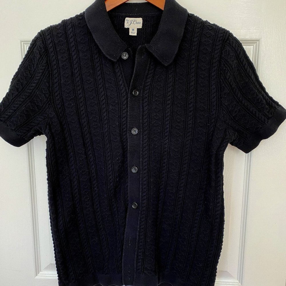 Black J Crew Men's Cable Knit Short Sleeve Sweater Size M